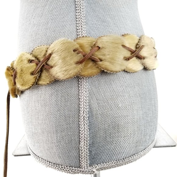 Vintage Genuine Cowhide and Leather Boho Belt - Picture 7 of 14